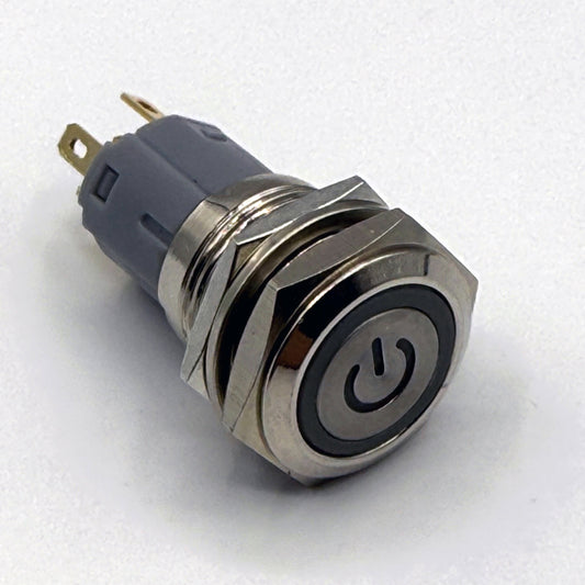 16MM Momentary POWER Button LED Backlit Purple