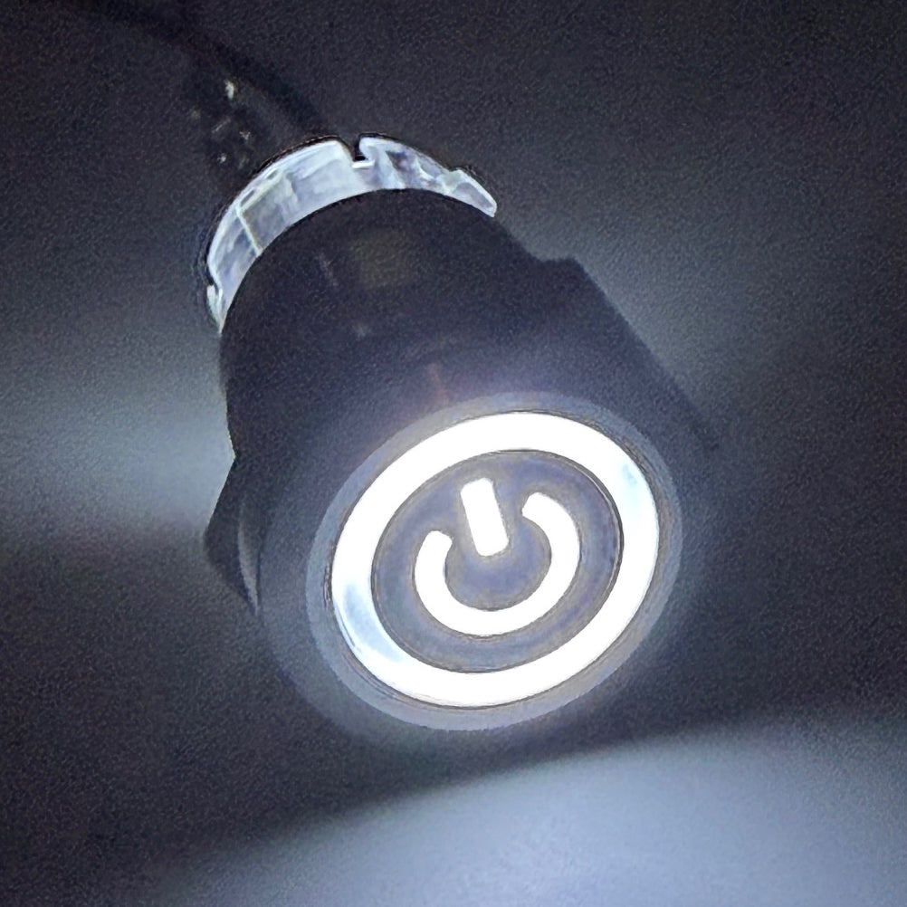 19MM Latching POWER Button LED Backlit White